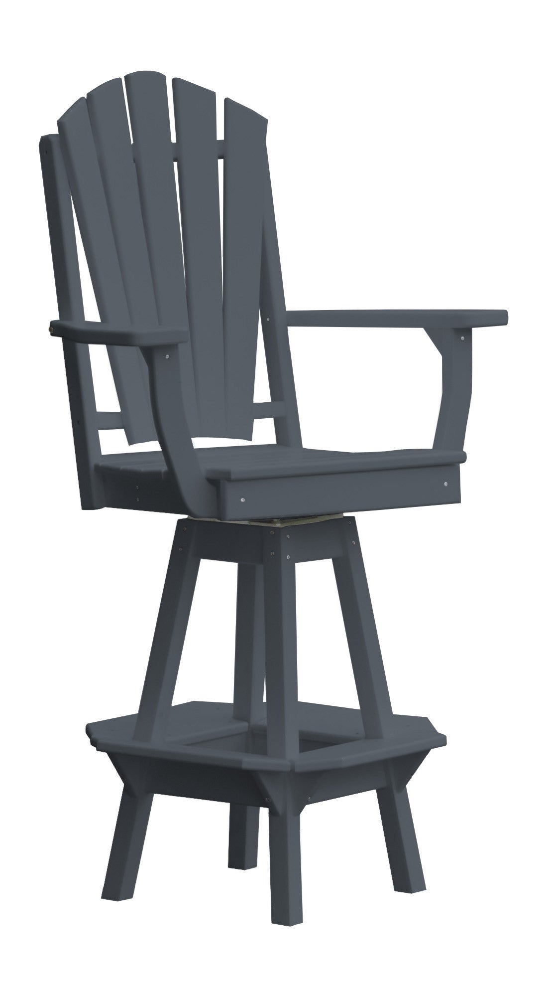 A&L Furniture Recycled Plastic Adirondack Swivel Bar Chair w/Arms - Dark Gray