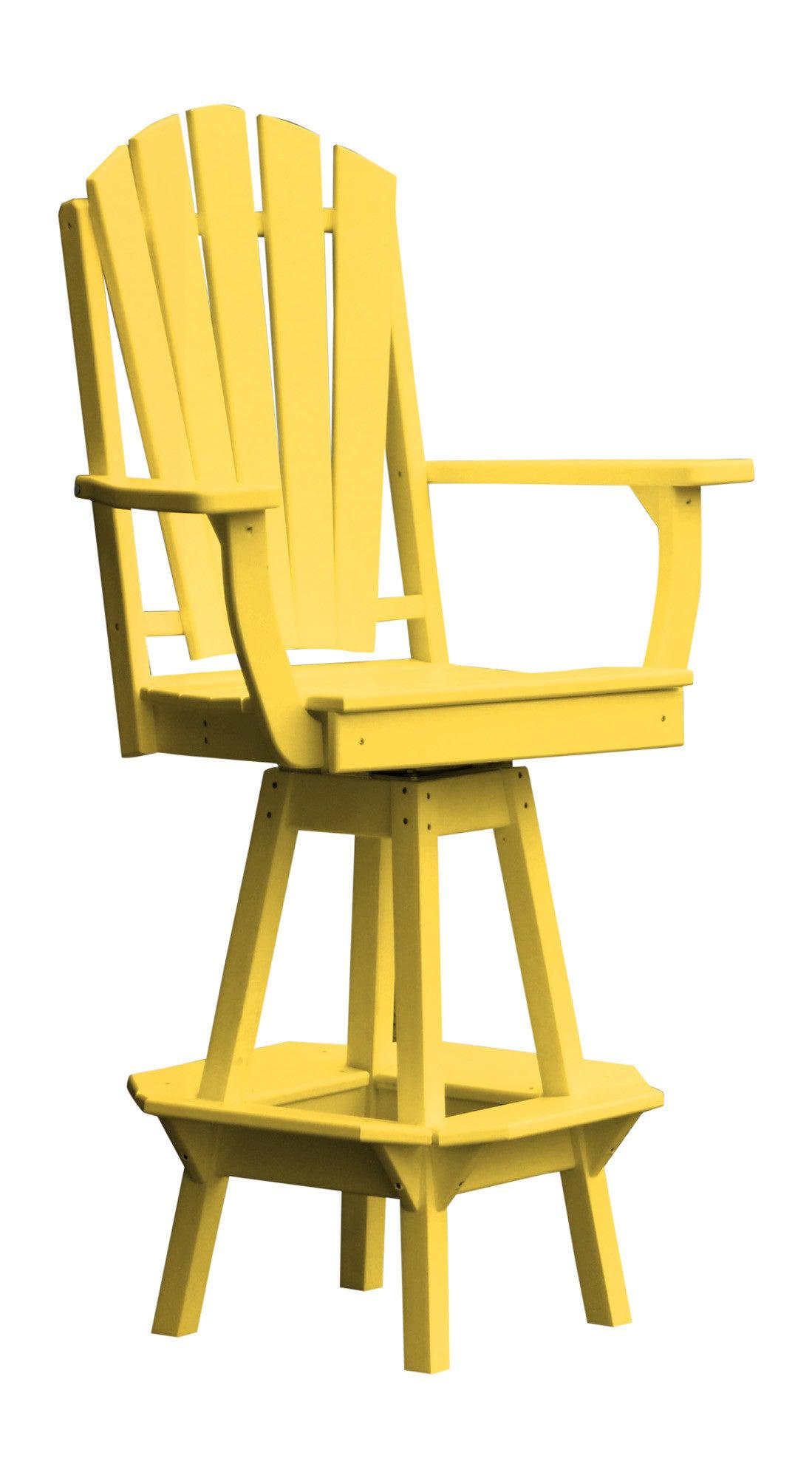 A&L Furniture Recycled Plastic Adirondack Swivel Bar Chair w/Arms - Lemon Yellow