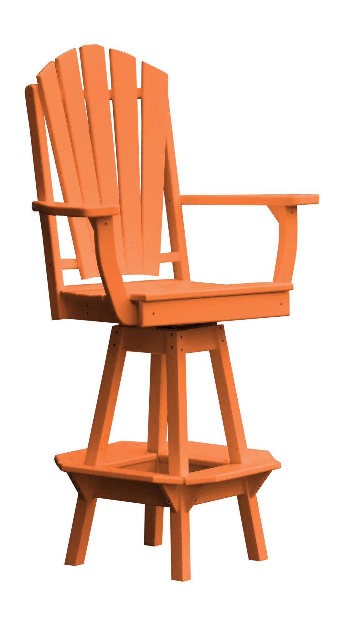 A&L Furniture Recycled Plastic Adirondack Swivel Bar Chair w/Arms - Orange