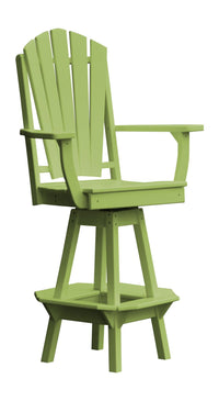 A&L Furniture Recycled Plastic Adirondack Swivel Bar Chair w/Arms - Tropical Lime