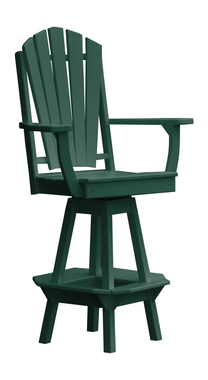 A&L Furniture Recycled Plastic Adirondack Swivel Bar Chair w/Arms - Turf Green