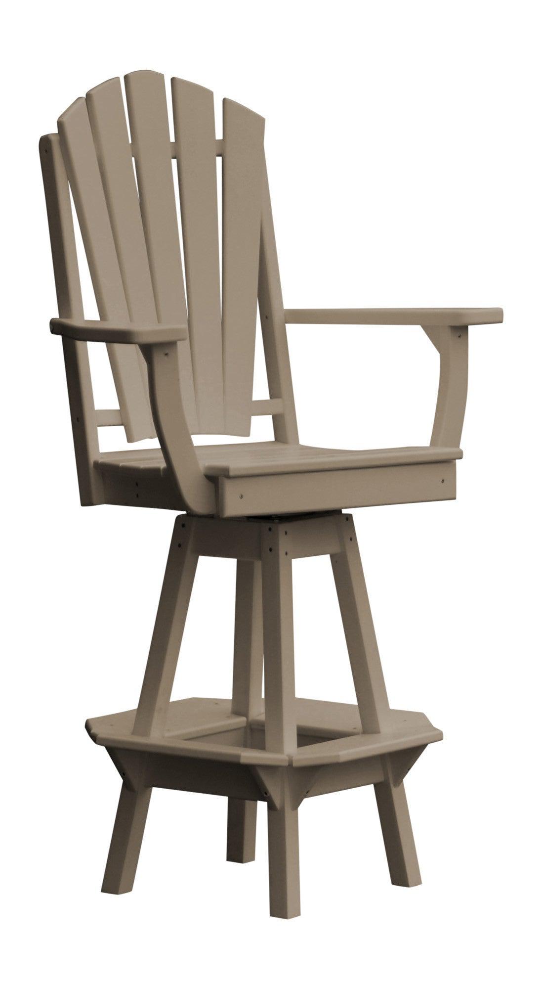 A&L Furniture Recycled Plastic Adirondack Swivel Bar Chair w/Arms - Weatheredwood