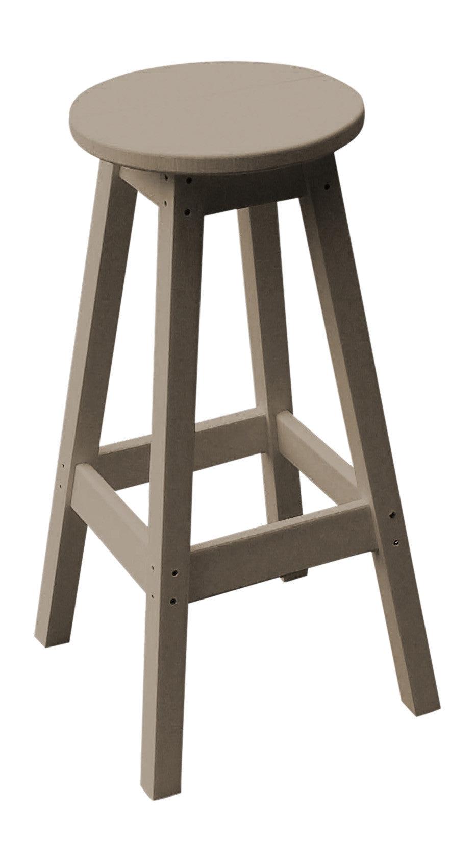 A&L Furniture Recycled Plastic Bar Stool - Weatheredwood