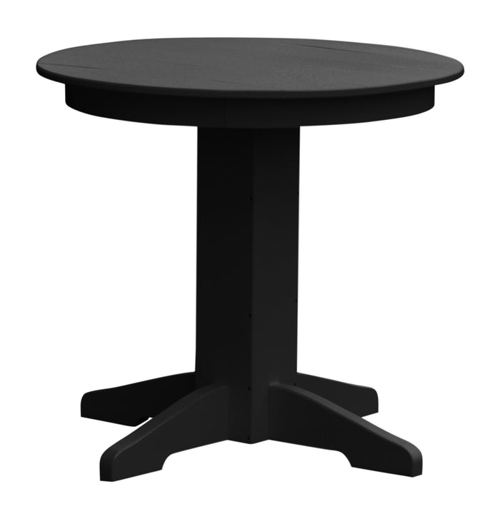 A&L Furniture Recycled Plastic 33" Round Dining Table - Black