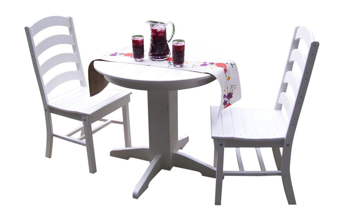 A&L Furniture Recycled Plastic 3 Piece Round Dining Table Set - White