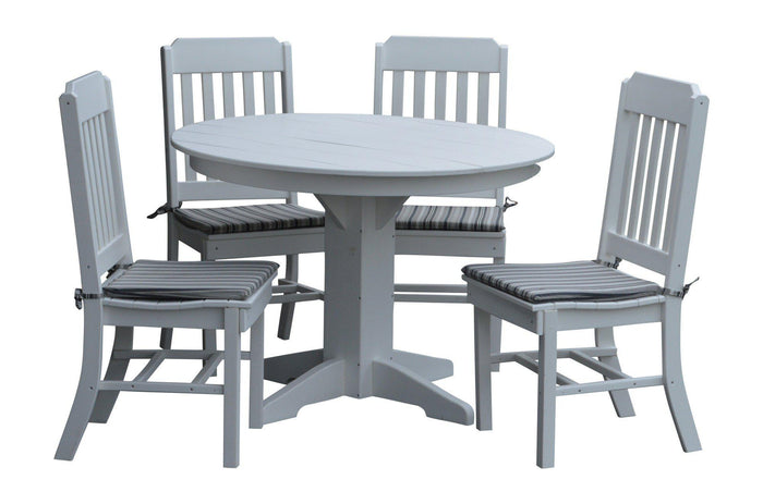A&L Furniture Recycled Plastic 5 Piece Traditional Round Table Dining Set - White