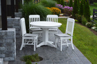 A&L Furniture Recycled Plastic 5 Piece Traditional Round Table Dining Set - White