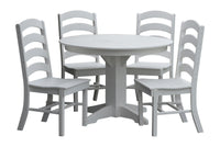 A&L Furniture Recycled Plastic Round Table with Ladderback Chairs 5 Piece Dining Set  - White