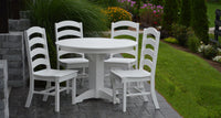 A&L Furniture Recycled Plastic Round Table with Ladderback Chairs 5 Piece Dining Set  - White