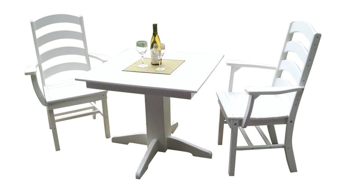A&L Furniture Recycled Plastic 3 Piece Square Table Dining Set - White