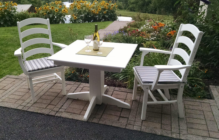 A&L Furniture Recycled Plastic 3 Piece Square Table Dining Set - White