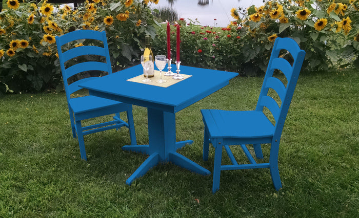 A&L Furniture Recycled Plastic Square Table with Ladderback Dining Chairs Dining Set - Blue