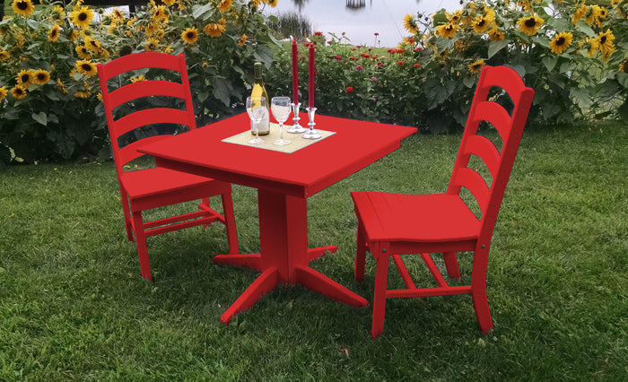 A&L Furniture Recycled Plastic Square Table with Ladderback Dining Chairs Dining Set - Bright Red