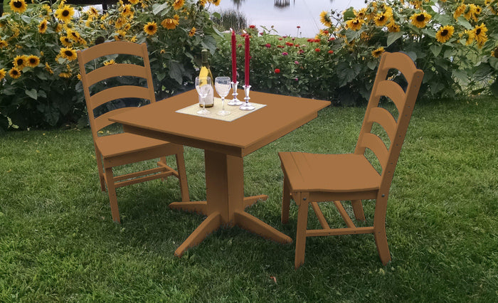 A&L Furniture Recycled Plastic Square Table with Ladderback Dining Chairs Dining Set - Cedar