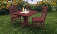 A&L Furniture Recycled Plastic Square Table with Ladderback Dining Chairs Dining Set - Cherrywood
