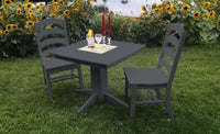 A&L Furniture Recycled Plastic Square Table with Ladderback Dining Chairs Dining Set - Dark Gray
