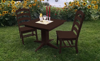 A&L Furniture Recycled Plastic Square Table with Ladderback Dining Chairs Dining Set - Tudor Brown