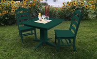 A&L Furniture Recycled Plastic Square Table with Ladderback Dining Chairs Dining Set - Turf Green