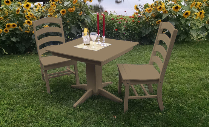 A&L Furniture Recycled Plastic Square Table with Ladderback Dining Chairs Dining Set - Weatheredwood