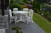 A&L Furniture Recycled Plastic Square Table with Classic Chairs 5 Piece Dining Set - White