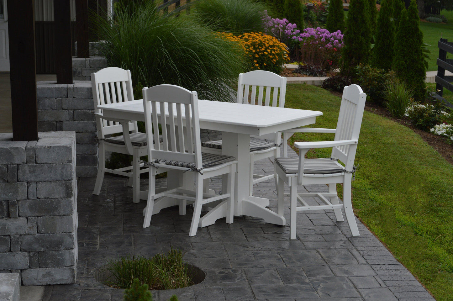 A&L Furniture Recycled Plastic 5ft Dining 5 Piece Table Set - White