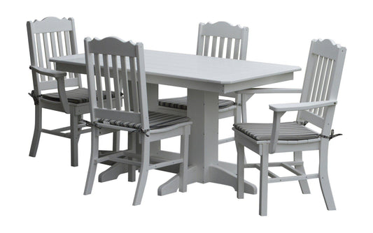 A&L Furniture Recycled Plastic 5ft Dining Table with Royal Chairs 5 Piece Set - White
