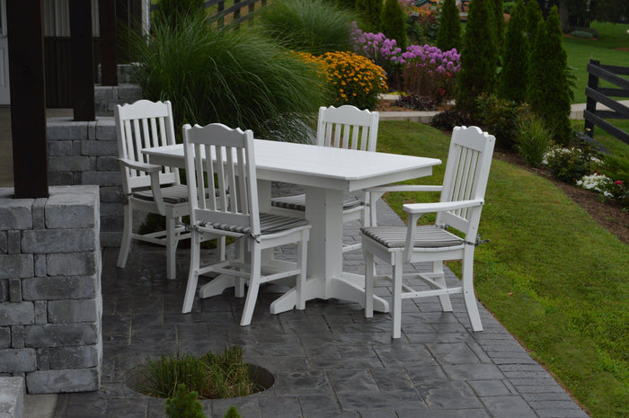 A&L Furniture Recycled Plastic 5ft Dining Table with Royal Chairs 5 Piece Set - White