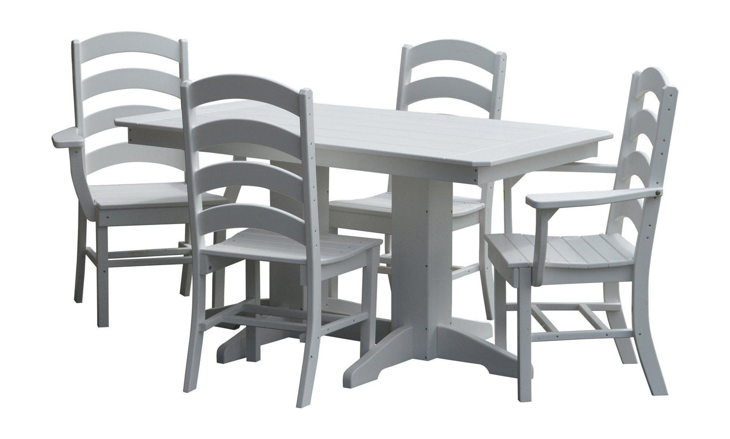 A&L Furniture Recycled Plastic 5ft Dining Table with Ladderback Chairs 5 Piece Set - White