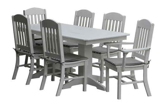 A&L Furniture Recycled Plastic 6ft Dining Table 7 Piece Set - White