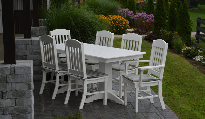 A&L Furniture Recycled Plastic 6ft Dining Table 7 Piece Set - White