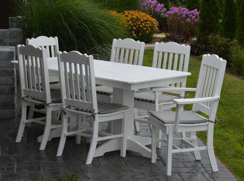 A&L Furniture Recycled Plastic 6ft Dining Table with Royal Chairs 7 Piece Set - LEAD TIME TO SHIP 10 BUSINESS DAYS