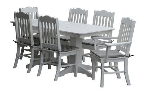 A&L Furniture Recycled Plastic 6ft Dining Table with Royal Chairs 7 Piece Set - LEAD TIME TO SHIP 10 BUSINESS DAYS