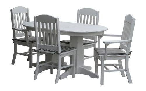 A&L Furniture Recycled Plastic 5ft Oval Dining Table with Classic Chairs 5 Piece Set - White