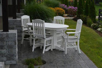 A&L Furniture Recycled Plastic 5ft Oval Dining Table with Classic Chairs 5 Piece Set - White