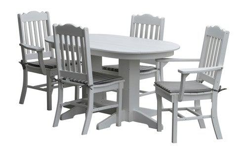 A&L Furniture Recycled Plastic 5ft Oval Dining Table with Royal Chairs 5 Piece Set - White