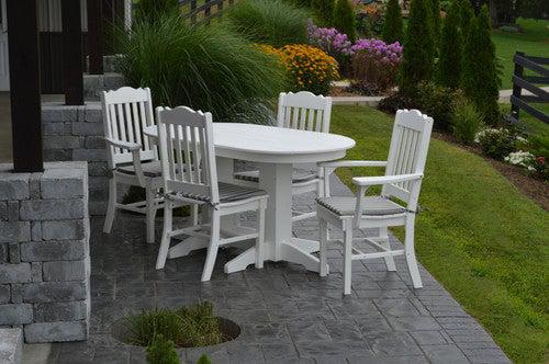 A&L Furniture Recycled Plastic 5ft Oval Dining Table with Royal Chairs 5 Piece Set - White