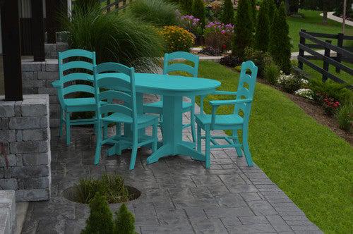 A&L Furniture Recycled Plastic 5ft Oval Dining Table with Ladderback Chairs 5 Piece Set - Aruba Blue