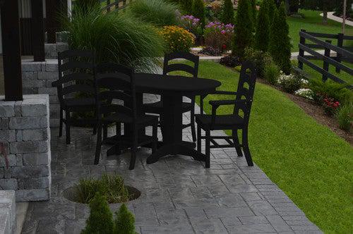 A&L Furniture Recycled Plastic 5ft Oval Dining Table with Ladderback Chairs 5 Piece Set - Black