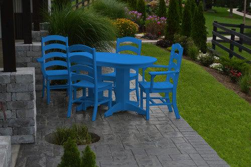 A&L Furniture Recycled Plastic 5ft Oval Dining Table with Ladderback Chairs 5 Piece Set - Blue