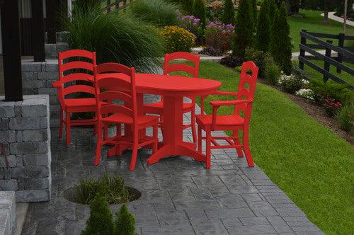 A&L Furniture Recycled Plastic 5ft Oval Dining Table with Ladderback Chairs 5 Piece Set - Bright Red