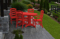 A&L Furniture Recycled Plastic 5ft Oval Dining Table with Ladderback Chairs 5 Piece Set - Bright Red