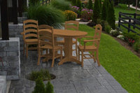 A&L Furniture Recycled Plastic 5ft Oval Dining Table with Ladderback Chairs 5 Piece Set - Cedar