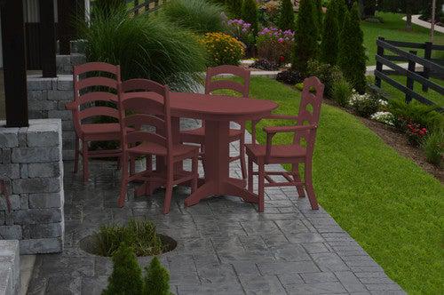 A&L Furniture Recycled Plastic 5ft Oval Dining Table with Ladderback Chairs 5 Piece Set - Cherrywood