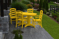 A&L Furniture Recycled Plastic 5ft Oval Dining Table with Ladderback Chairs 5 Piece Set - Lemon Yellow