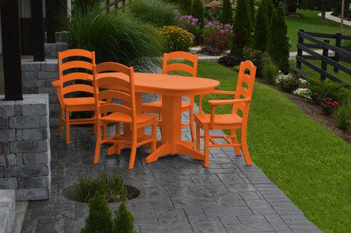 A&L Furniture Recycled Plastic 5ft Oval Dining Table with Ladderback Chairs 5 Piece Set - Orange