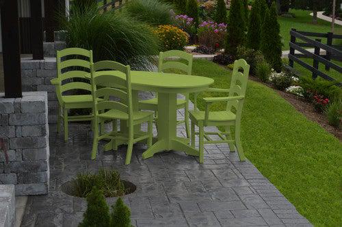A&L Furniture Recycled Plastic 5ft Oval Dining Table with Ladderback Chairs 5 Piece Set - Tropical Lime