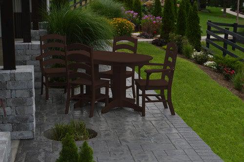 A&L Furniture Recycled Plastic 5ft Oval Dining Table with Ladderback Chairs 5 Piece Set - Tudor Brown