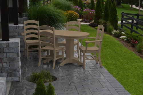A&L Furniture Recycled Plastic 5ft Oval Dining Table with Ladderback Chairs 5 Piece Set - Weatheredwood