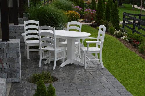 A&L Furniture Recycled Plastic 5ft Oval Dining Table with Ladderback Chairs 5 Piece Set - White