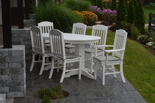 A&L Furniture Recycled Plastic 6ft Oval Dining Table with Classic Chairs 7 Piece Set - White